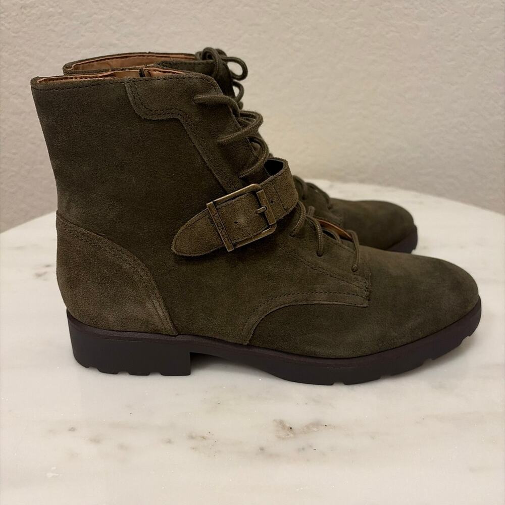 Vionic Catina Green Suede Lace Up Boots